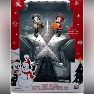 Disney Store Christmas Tree Topper Mickey and Minnie Mouse Light-Up Battery Pack
